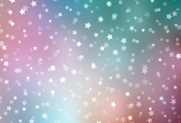 Verde Claro Diseño Vectorial Rojo Con Copos Nieve Brillantes Estrellas — Vector de stock