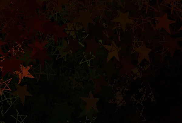 Sötétzöld Sárga Vektor Sablon Jégpehellyel Csillagokkal Csillámló Absztrakt Illusztráció Gradiens — Stock Vector