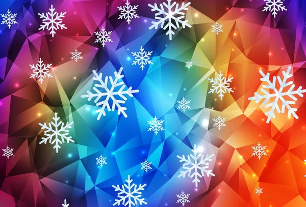 Fondo Vectorial Multicolor Oscuro Con Copos Nieve Navidad Estrellas Diseño — Vector de stock