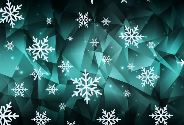 Diseño Vectorial Verde Oscuro Con Copos Nieve Brillantes Estrellas Ilustración — Vector de stock