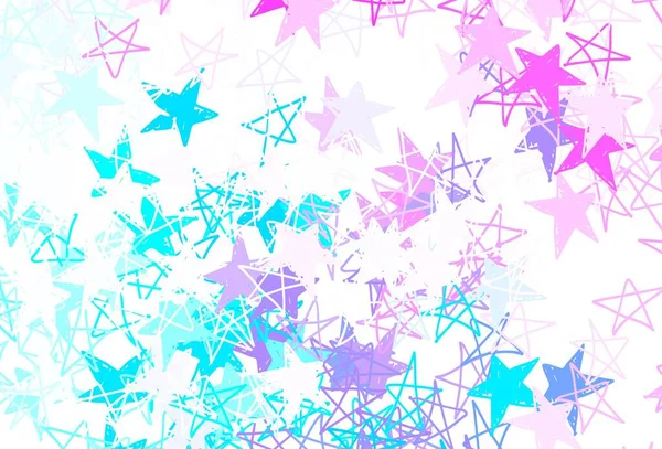 Rosa Claro Fundo Vetor Azul Com Estrelas Coloridas Ilustração Abstrata — Vetor de Stock