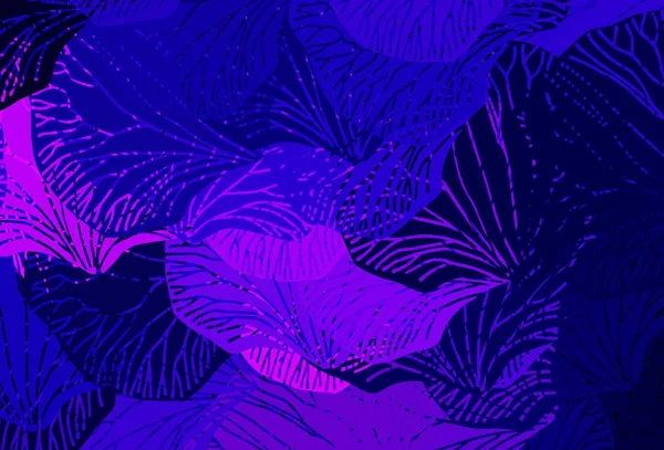 Dark Purple Fondo Doodle Vector Rosa Con Hojas Una Vaga — Archivo Imágenes Vectoriales