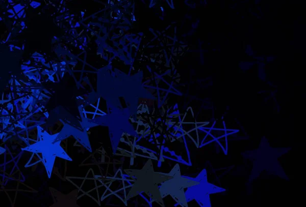 Azul Oscuro Patrón Vector Amarillo Con Copos Nieve Navidad Estrellas — Archivo Imágenes Vectoriales