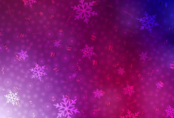 Dunkelviolette Rosa Vektorkulisse Urlaubsstil Design Weihnachtsstil Mit Weihnachtskugeln Schneeflocken Muster — Stockvektor