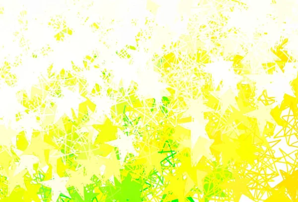 Verde Claro Patrón Vector Amarillo Con Estrellas Navidad Ilustración Colores — Vector de stock