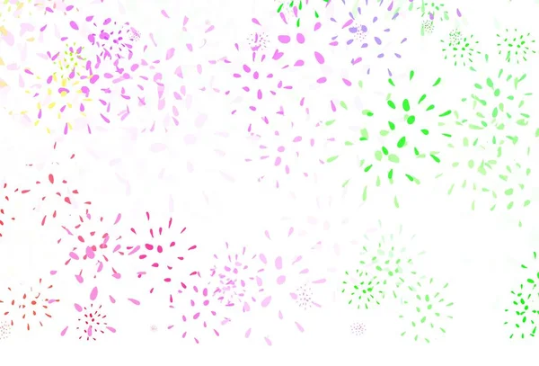 Светло Розовый Зеленый Векторный Узор Листьями Нечеткие Каракули Листьями Размытом — стоковый вектор