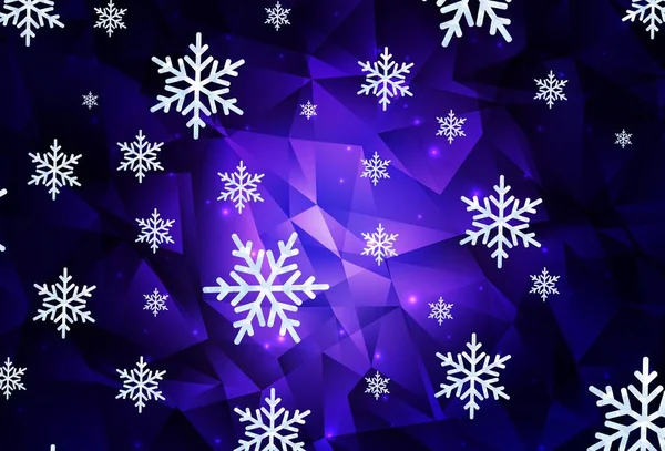 Dunkelviolettes Vektormuster Mit Weihnachtlichen Schneeflocken Sternen Moderne Geometrisch Abstrakte Illustration — Stockvektor