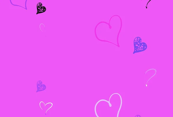 Светло Розовый Векторный Узор Красочными Сердцами Красивые Абстрактные Сердца Красочном — стоковый вектор