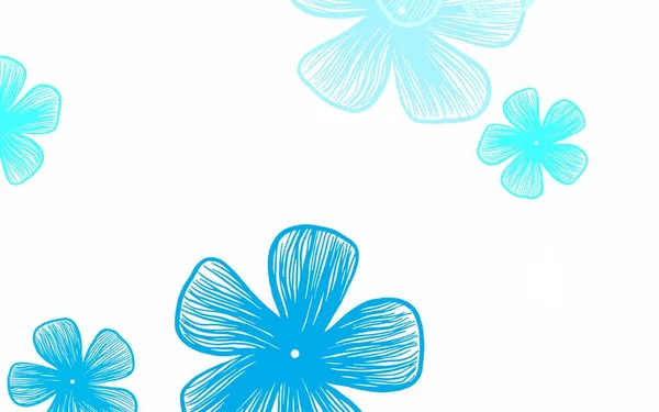 Bleu Clair Motif Vectoriel Vert Doodle Avec Des Fleurs Fleurs — Image vectorielle