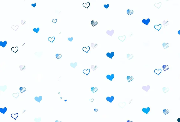 Azul Claro Textura Vectorial Amarillo Con Corazones Encantadores Corazones Sobre — Vector de stock