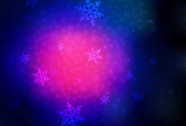 Dunkelrosa Blaue Vektortextur Geburtstagsstil Abstrakte Illustration Mit Weihnachtskugeln Und Schneeflocken — Stockvektor