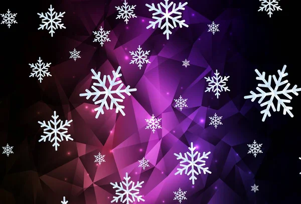 Dark Purple Pink Vector Background Beautiful Snowflakes Stars Modern Geometrical — Stock Vector