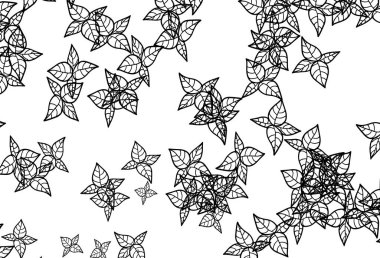 Yapraklı siyah ve beyaz vektör çizimi. Yapraklı modern geometrik soyut çizim. İşiniz için en iyi tasarım..