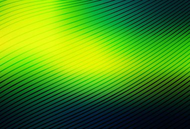 Koyu yeşil, kıvrımlı çizgileri olan sarı vektör şablonu. Eğri şekilli yepyeni renkli bir tasvir. Web siteniz için soyut tasarım.