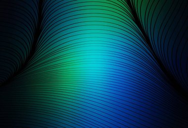 Koyu mavi, eğri çizgileri olan yeşil vektör deseni. Çağdaş gradyan soyut çizgileri olan çizimler. Web siteniz için soyut tasarım.