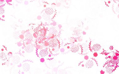 Açık kırmızı vektör arkaplanda çiçekler ve güller var. Parlak renkli resimli çiçekler. Tasarımınız için yeni şablon.