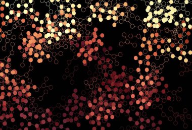 Koyu kırmızı, yapay zeka ağlı sarı vektör deseni. Yapay zekanın bağlantı ve noktalarıyla soyut illüstrasyon. Teklif verilerinin tanıtımı için akıllı tasarım.