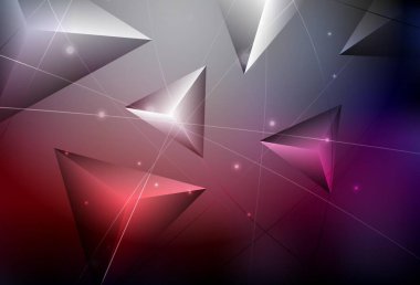 Koyu pembe, kırmızı vektör mozaik şablon. Üçgenli modern soyut çizim. İşiniz için en iyi üçgen tasarım.