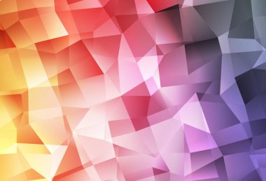 Açık pembe, sarı vektör eğimli üçgen şablonu. Origami tarzında gradyan ile geometrik çizim. Marka kitabınız için yeni şablon.