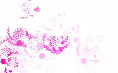 Açık pembe vektör karalama arkaplanı ile çiçekler beyaz arkaplanda doğal bir şekilde çiçeklenir. Web siteniz için Doodle tasarımı.