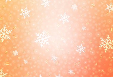 Karnaval tarzında hafif turuncu vektör şablonu. Xmas stili dizayn, Xmas topları, kar taneleri. Üniversitenin tanıtımı için akıllı tasarım.