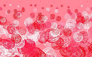 Açık pembe, güllü kırmızı vektör karalama deseni. Çiçekli modern soyut illüstrasyon. Çocuk kitapları için renkli desen.