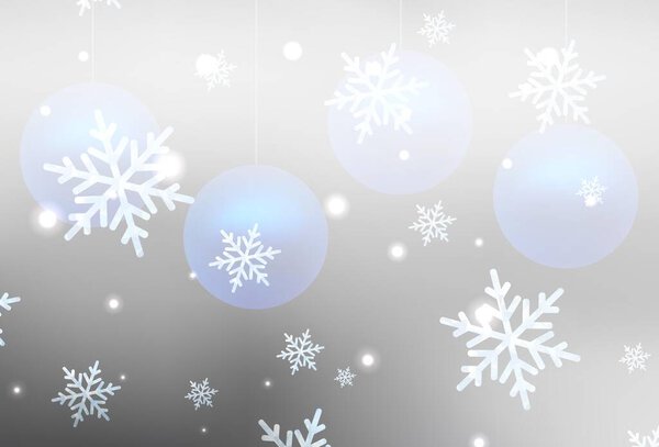 Light Gray vector texture in birthday style. Illustration with gradient Christmas balls, snowflakes. Best design for a college poster, banner.