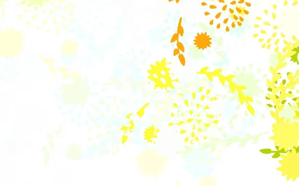 Azul Claro Amarillo Vector Doodle Fondo Con Flores Glitter Ilustración — Vector de stock