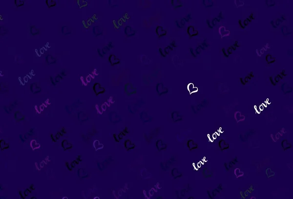 Fond Vectoriel Violet Foncé Avec Des Cœurs Brillants Illustration Intelligente — Image vectorielle