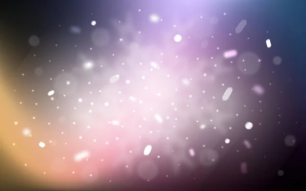 Světle Růžová Vektorová Textura Barevnými Sněhovými Vločkami Sníh Rozmazaném Abstraktním — Stockový vektor