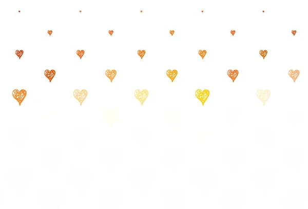 Világos Narancs Vektor Háttér Szívvel Illusztráció Lejtős Szívformákkal Elmosódott Háttérrel — Stock Vector