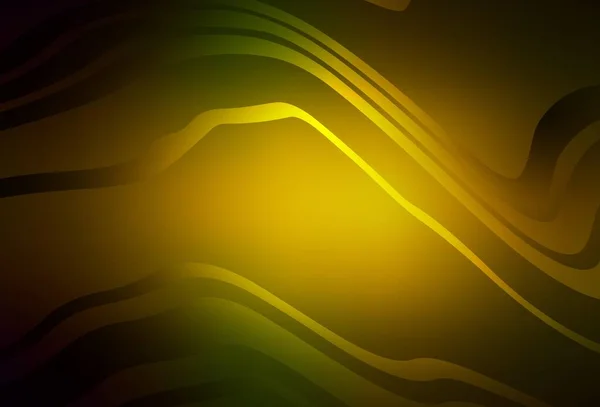 Темно Зеленый Желтый Векторный Фон Мокрыми Линиями Элегантная Яркая Иллюстрация — стоковый вектор