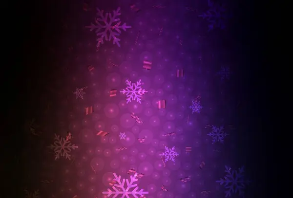 Dark Purple Fondo Vectorial Rosa Estilo Navideño Ilustración Con Copos — Vector de stock