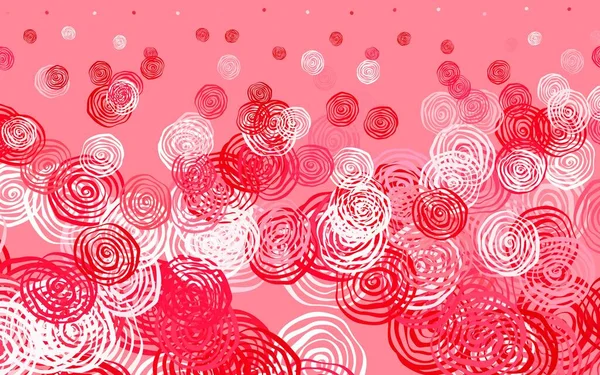 Rosa Claro Padrão Doodle Vetor Vermelho Com Rosas Ilustração Abstrata — Vetor de Stock