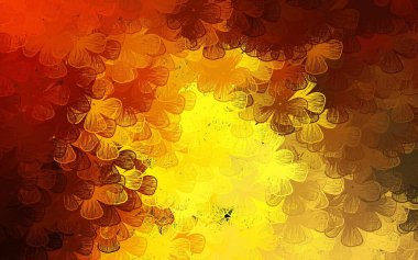 Koyu Turuncu vektör, ağaçlar ve dallarla doğal sanat eserleri. Parlak renkli resimli çiçekler. Web siteleri ve pankartlar için desenli desen.