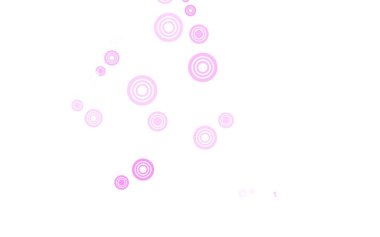 Disklerle açık pembe vektör dokusu. Renkli su damlaları olan modern soyut çizimler. Fütürist reklamlar ve kitapçıklar için şablon.