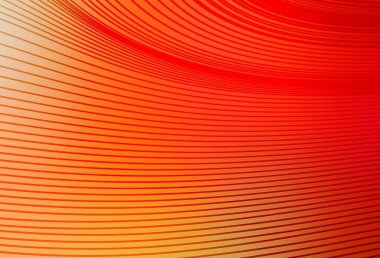 Açık Kırmızı, kıvrımlı çizgileri olan sarı vektör arkaplan. Soyut ve gradyan renkte renkli çizimler. Posterler ve afişler için iş tasarımı.