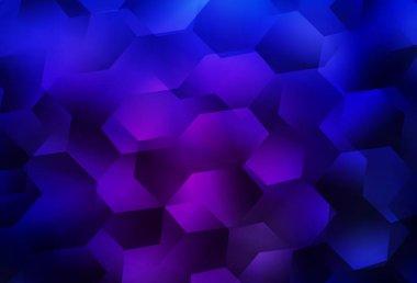 Açık Mor, renkli altıgenli pembe vektör deseni. Bulanık yüzeyde renkli altıgenlerin çizimi. İniş sayfaları için desen.