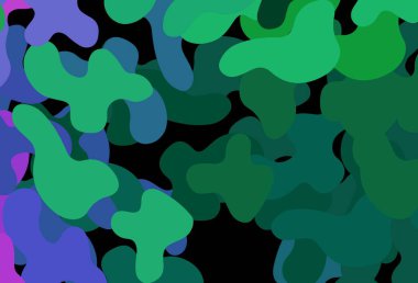 Koyu pembe, Memphis şekilli yeşil vektör arkaplan. Soyut gradyan şekilli basit renkli çizimler. Duvar kağıtları için zarif tasarım.