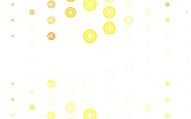 Dairesel hafif turuncu vektör şablonu. Bulanık yağmur damlaları olan soyut bir çizim. Poster ve web siteleri için tasarım.