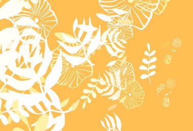 Hafif Turuncu vektör karalama arkaplanı yapraklarla, çiçeklerle. Yapraklar ve çiçeklerle bulanık şekilli yaratıcı illüstrasyon. İşiniz için yepyeni bir tasarım..