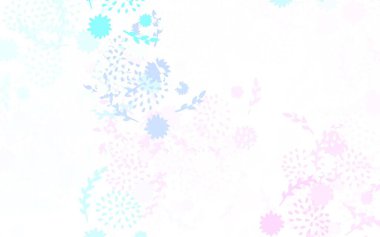 Açık Pembe, mavi vektör doğal arkaplan çiçekli renkli çizim ve çiçekler. Markan için şık bir model..