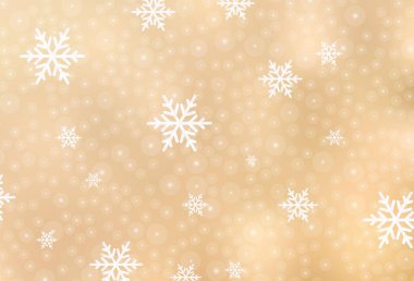 Yeni yıl tarzında açık sarı vektör düzeni. Yeni yıl baloları ve karlı renkli çizimler. Bir üniversite posteri için en iyi tasarım, afiş.