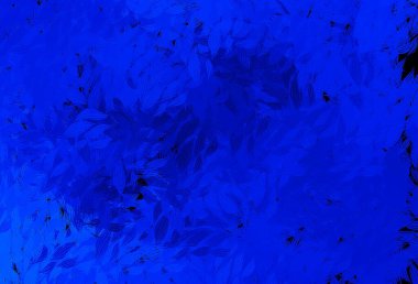 Koyu mavi vektör arkaplanı yapraklarla karalıyor. Zarif doğal desenli ve eğimli yapraklar. Web ve broşürler için elle boyanmış tasarım.