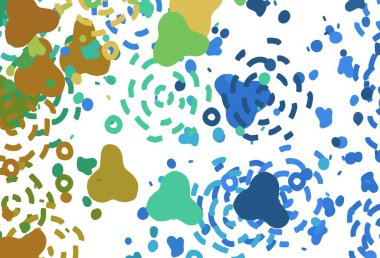 Açık mavi, kaotik şekilli sarı vektör şablonu. Soyut tarzda rengarenk gradyan şekilleri olan bir resim. Bir cep telefonu için arka plan.