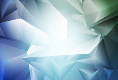 Açık mavi, yeşil vektör arkaplan, çizgiler, üçgenler. Üçgenli soyut gradyan çizimi. Web siteniz için basit tasarım.