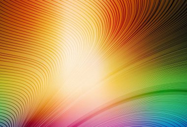 Eğri çizgileri olan ışık çok renkli vektör arkaplanı. Eğri şekilli yepyeni renkli bir tasvir. Posterler ve afişler için iş tasarımı.