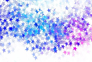 Açık mavi, gökyüzü yıldızlı kırmızı vektör şablonu. Yıldızlı parlak renkli illüstrasyon. Reklamınız, posteriniz, afişiniz için en iyi tasarım.