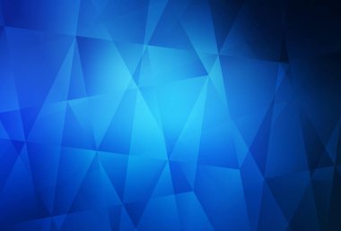 Koyu mavi üçgen mozaik arka plan. Gradyanı olan zarif parlak çokgen çizimi. Web siteniz için yeni bir doku.