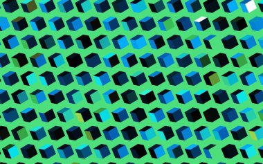 Koyu mavi, çizgileri ve dikdörtgenleri olan yeşil vektör düzeni. Dikdörtgenli soyut gradyan çizimi. Web siteleri için şablon kullanılabilir.